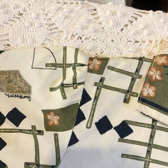 (S/M) Abstract Vintage Women's Button-Up - Artistic Artsy Hip Geometric Cream - Picture 6 of 7